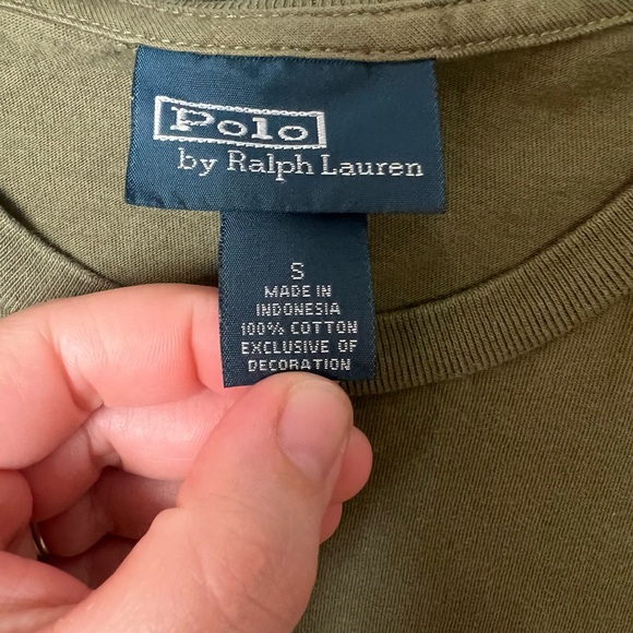 Ralph Lauren Olive Green Short Sleeve Crew Tee with Orange Logo - Picture 2 of 7